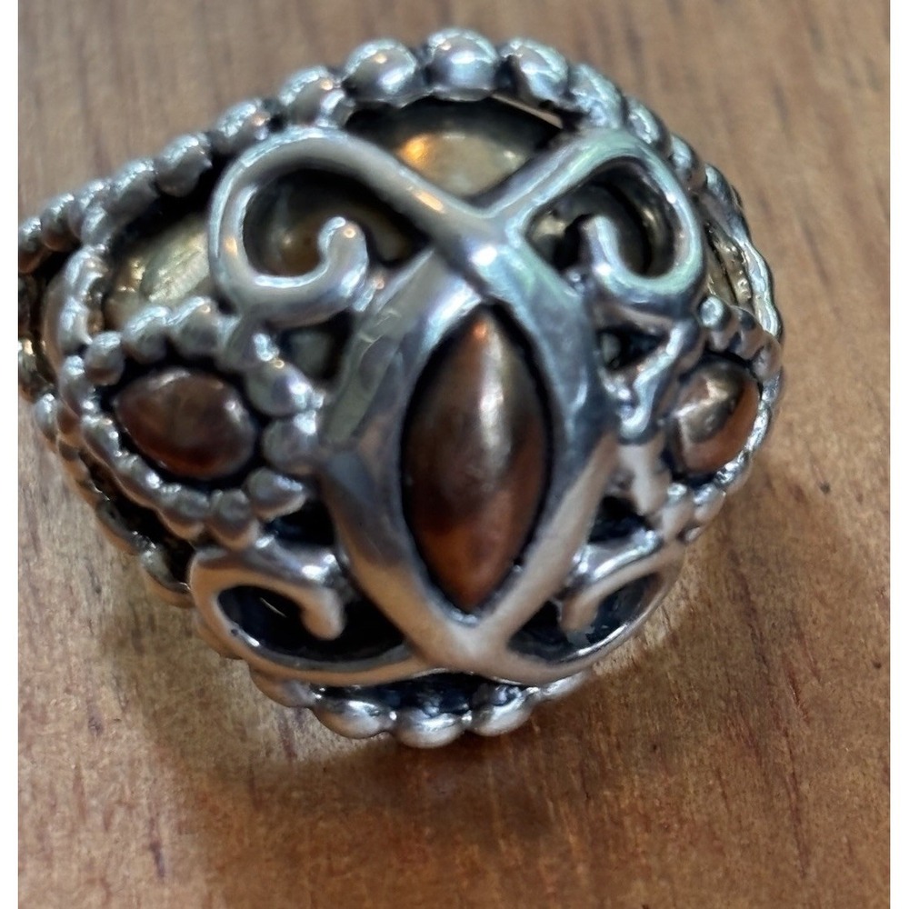 Carolyn Pollack Beautiful Sterling Silver Brass Copper Open Work Ring Size 7